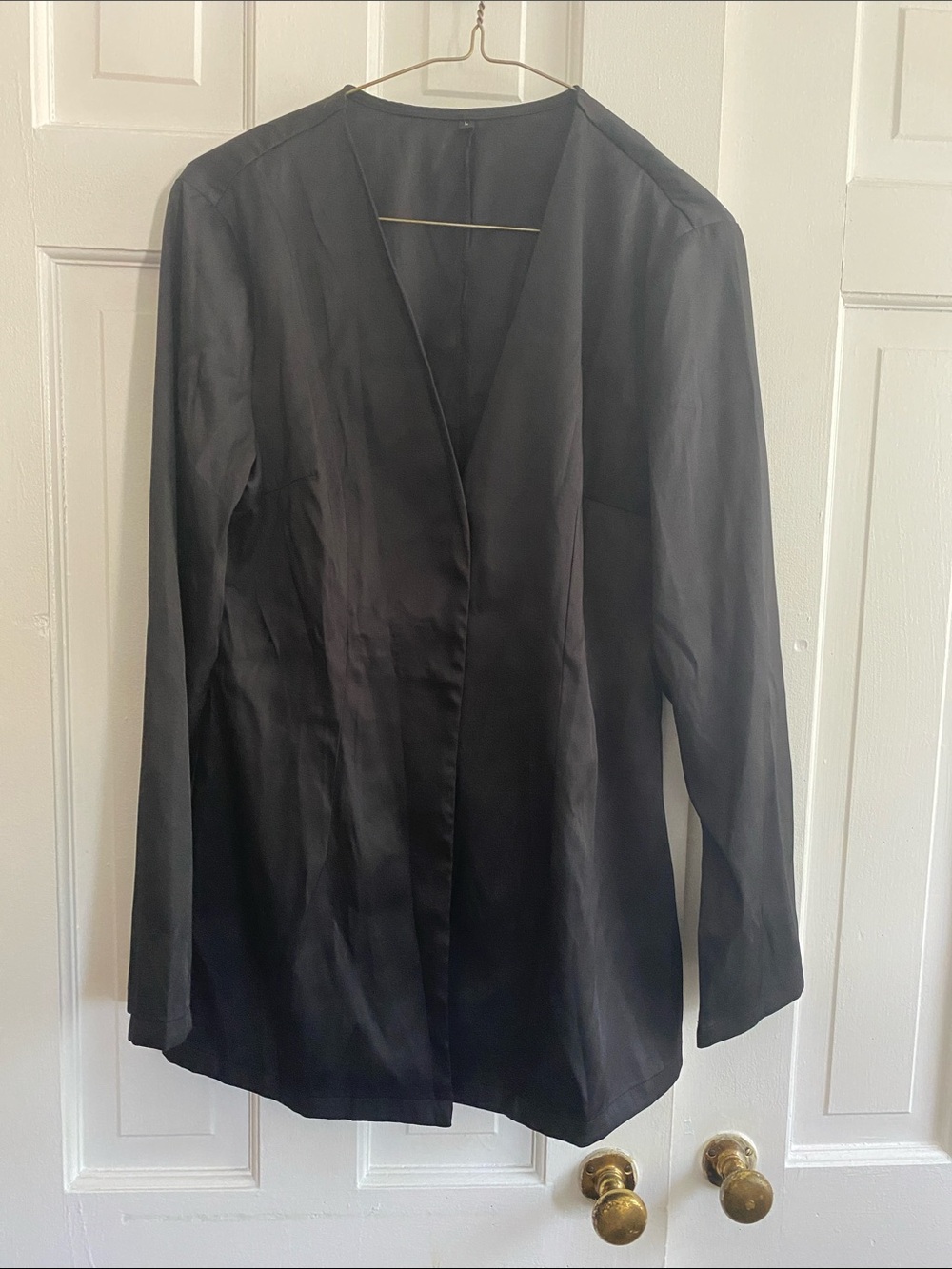 Women's Black Open-Front Thin Blazer Jacket
